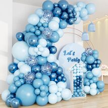 Blue Balloon Arch Kit Metallic Macaron Confetti Party Decorations - $38.99