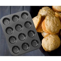 12 Cup Muffin Cake Pan Baking Tray Deep Tin Fairy C UPC Ake Steel Bake - £7.63 GBP