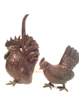 Japanische Bronze Okimono von Einer Rooster Und Henne Verluste Sich Rooster - £385.35 GBP