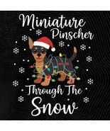 Miniature Pinscher Dog Through Snow Christmas winter dog art holiday png... - $3.95