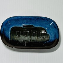 Handmade Clay Soap Dish With Camping Trailer Airstream Design Blue / Rust Color - £15.82 GBP