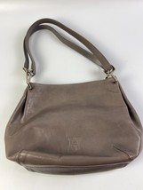 Hirofu 2Way Shoulder Bag One Handbag Leather Point Logo Gray Ladies 12x9 - $121.20