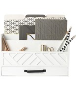 Blu Monaco White Wood Desk Organizers And Storage With Drawer - Bill Mail - £36.90 GBP