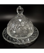 Crystal Clear Camelia Domed Butter Cheese Dish 6.25in Cut Pinwheel - £19.64 GBP