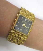 Vintage Benrus Gold Nugget Watch Not Working AS IS Women's Diamond Qrtz - $13.86