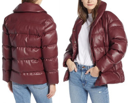 Something Navy Down Puffer Large / XLarge Faux Leather Winter Coat RUNS ... - $97.12