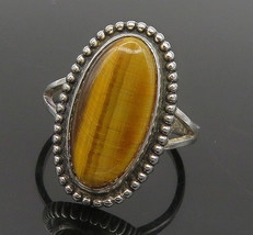 CLARK &amp; COOMBS 925 Silver - Tiger&#39;s Eye Petite Cocktail Ring Sz 4 - RG15661 - $38.62