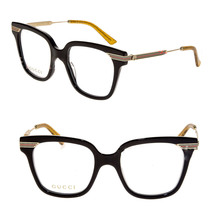 GUCCI AUTHENTIC SYLVIE Stripe 0284 Gold Black Optical Eyeglasses GG0284O... - £278.21 GBP