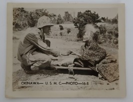 Vintage WWII 5 x 7 Okinawa U.S.M.C. Photo 16-8 Soldier &amp; Elderly Japanese Woman - £15.62 GBP
