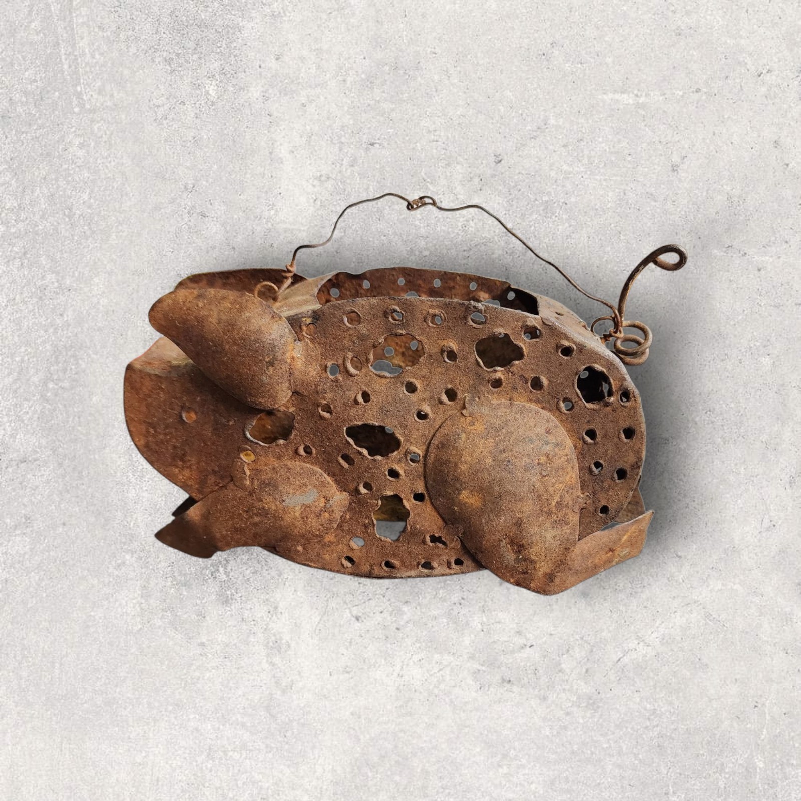 Blue Handworks Pig Metal Tea Light Candle Holder Garden Outdoor Patio Ru... - $13.97