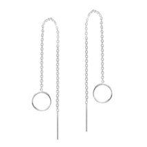 Simply Stylish Sterling Silver Ring on a Chain Slide Through Dangle Earrings - £7.64 GBP