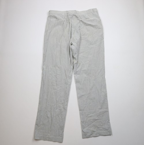 Vintage 90s J Crew Mens 38x36 Pinstriped Seersucker Wide Leg Chino Pants Cotton Item image 14
