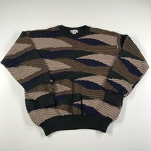 Vintage Bachrach Pullover Herren Groß Brown Lila Grün Gestreift Gerippt ... - £44.67 GBP