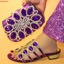new come Matching Women Shoe and Bag Set Decorated purple Nigerian Shoes and Bag - £99.49 GBP