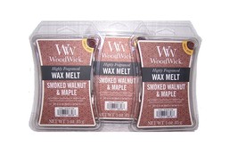 Woodwick Smoked Walnut &amp; Maple Highly Fragranced Wax Melt 3 oz - Lot of 3 - £16.06 GBP