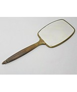 Vintage HAND HELD VANITY MIRROR 13&quot; BRASS COLUMN HANDLE UNIQUE BACK DESIGN - $32.58 CAD