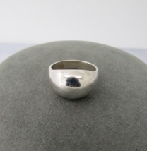 Dome Style Ring Sterling Silver Smooth Finish Size 5.75 Wide Band 3.82 Grams - £7.85 GBP