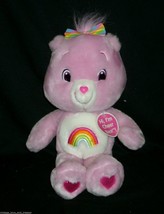 14" 2008 Care Bears Cheer Bear Pink Rainbow Stuffed Animal Plush Doll Toy W Tag - £18.68 GBP