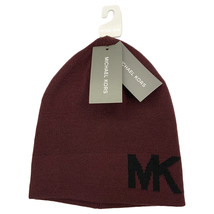 NWT MICHAEL KORS MSRP $44.99 MEN&#39;S REVERSIBLE ONE SIZE DARK RED BEANIE HAT - $24.99