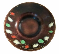 Signed GERTE HACKER  Enamel on Copper Art Plate 5.5&quot; Midcentury Abstract  - $39.99