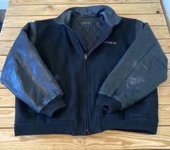 Golden Bear Onamac Men’s Full zip Leather Wool Jacket size 2XL Black DJ - £173.09 GBP