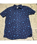 The North Face Blue Camping Graphics Short Sleeve Button Up Shirt Mens S... - $276.07 MXN