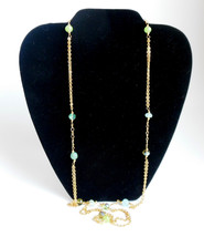 Ladies Cookie Lee Costume Jewelry Long Single Strand Necklace Beads Gold Tone - £9.11 GBP