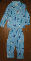 NEW Boys Christmas Winter Dogs Pajamas sz 4 blue 2 pc set w/ pants &amp; LS top - £5.56 GBP