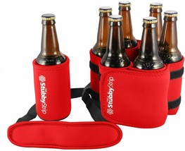 Premium Stubby Strip Beverage Holder Neoprene Bottle Can Holder Red Pack of 2 - £20.99 GBP