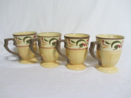 Gibson Stoneware Coffee Tea 4 Tall Mugs Cups Autumn Hand Painted - $14.89