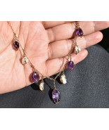 Victorian 10K Rose Gold Amethyst and Natural River Pearls Fringe Drops N... - $816.35 CAD