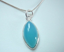 Chalcedony Marquise Cabochon 925 Sterling Silver Necklace - £12.19 GBP