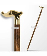 36" Handmade Art Deco Sheesham Wooden Walking Cane Stick with Brass Handle - $14.83