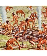 1961 Sioux Native Americans Destroying Railroad Print Card Antique Litho... - $39.99