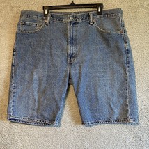Levis 505 Denim Jean Shorts Mens 40 Regular Fit Flat Front Dark - $14.85