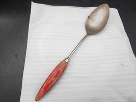Vintage A&amp;J Steel Serving Spoon, 12” With Red Wood Handle USA - Farmhous... - £11.56 GBP