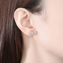 Crystal &amp; Cubic Zirconia Silver-Plated Round Halo Stud Earrings - £10.26 GBP