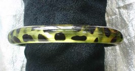 Fabulous Translucent Green Leopard Pattern Acrylic Bangle Bracelet 1990s vintage - £10.19 GBP