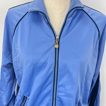 Oleg Cassini Womens XL Full Zip Mock Neck Athletic Outdoor Track Jacket Blue - £14.10 GBP