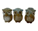Owl Salt &amp; Pepper Shakers Toothpick Set Of 3 Holder Blue Ceramic Owl Fig... - $13.00