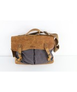 Vintage Streetwear Distressed Leather Canvas Handled Crossbody Messenger... - $102.34 CAD