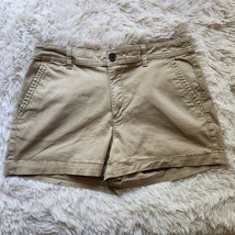 A New Day Stretch Shorts Women&#39;s Size 8 Camel Tan Slit Front Back Pockets - £10.98 GBP
