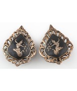 Vintage Siamois Argent Sterling Et Niello Gravé Filigrane avec Clip Orei... - $1,387.83 MXN