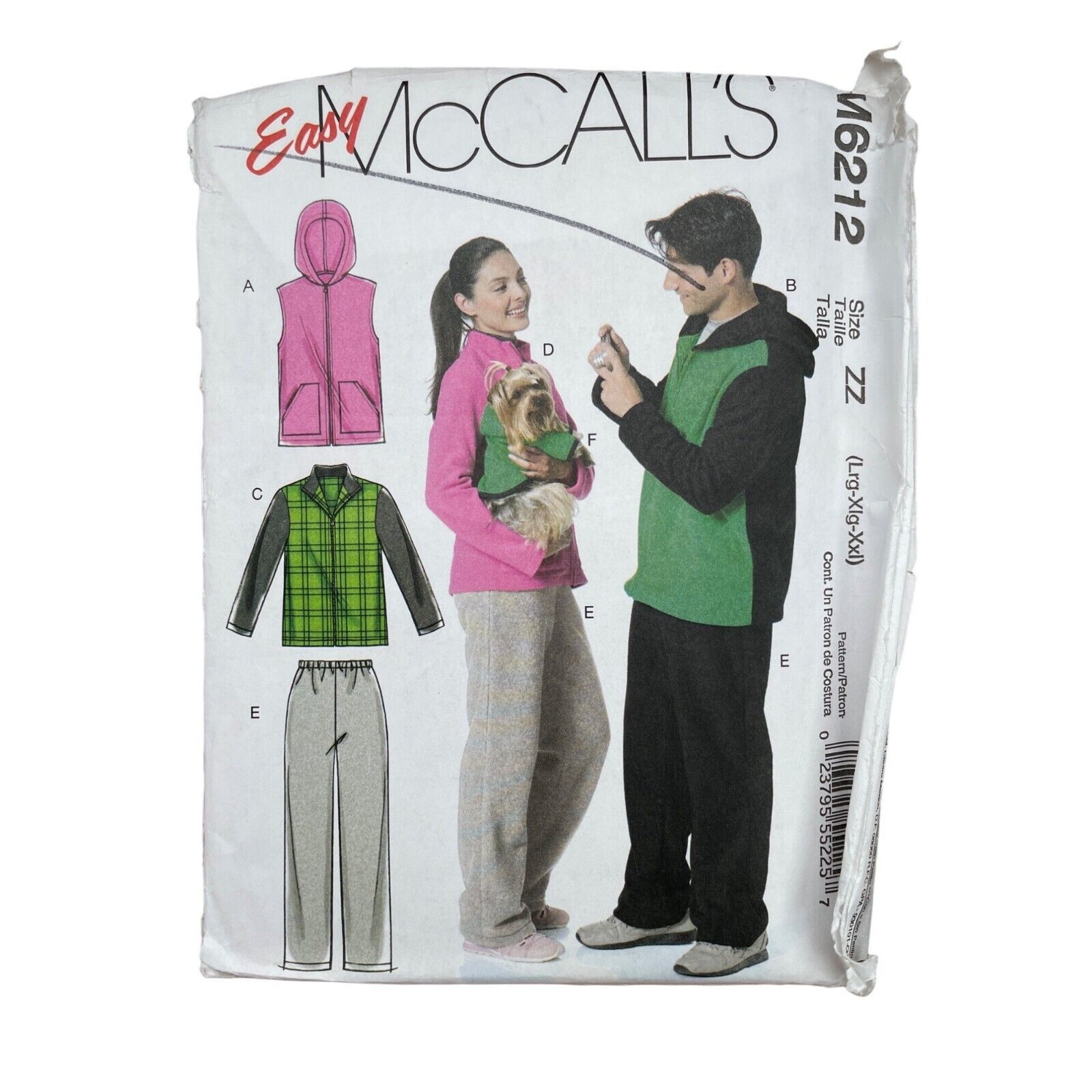Primary image for McCalls Sewing Pattern 6212 Unisex Jacket Vest Pants Dog Coat Size L-XXL