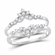 14kt White Gold Womens Round Diamond Fashion Wrap Ring Guard Enhancer 1/3 Cttw - £534.98 GBP
