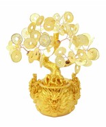 7&quot; Feng Shui Gold Money Coins Tree in Dragon Pot Wealth Blessing  - £20.26 GBP