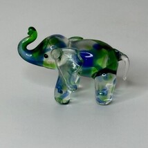 Lenox Hand Blown Glass Elephant Figurine Blue Green Swirl - $334.79 MXN
