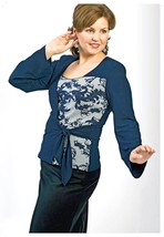 BLOUSE CAREER STRETCH LONG SLEEVE CONTRAST PLUS SIZE NATURAL MADE IN EUR... - £46.12 GBP