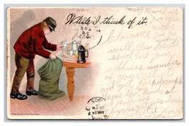 Comic Robber Stealing Silver - While He Thinks Of It Crime 1905 UDB Postcard S2 - £4.19 GBP