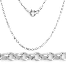 Italian 2mm Sterling Silver Rhodium Open Rolo Circle Cable Link Chain Necklace - £14.22 GBP